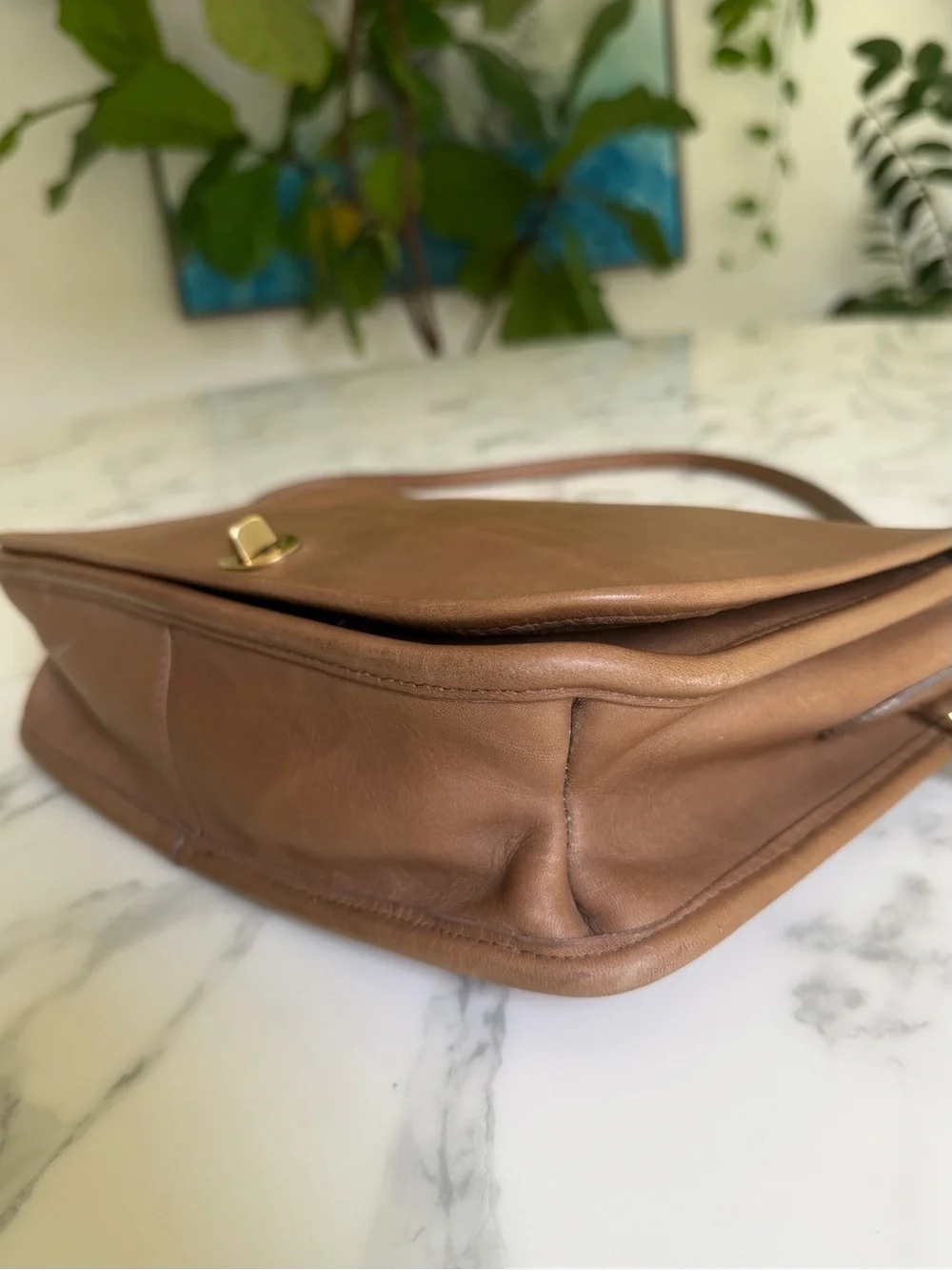 Coach Vintage NYC Convertible Clutch 9635 Putty Tan Leather Turnlock Bag 80's